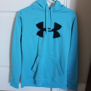 Blue Under Armour hoodie with black logo